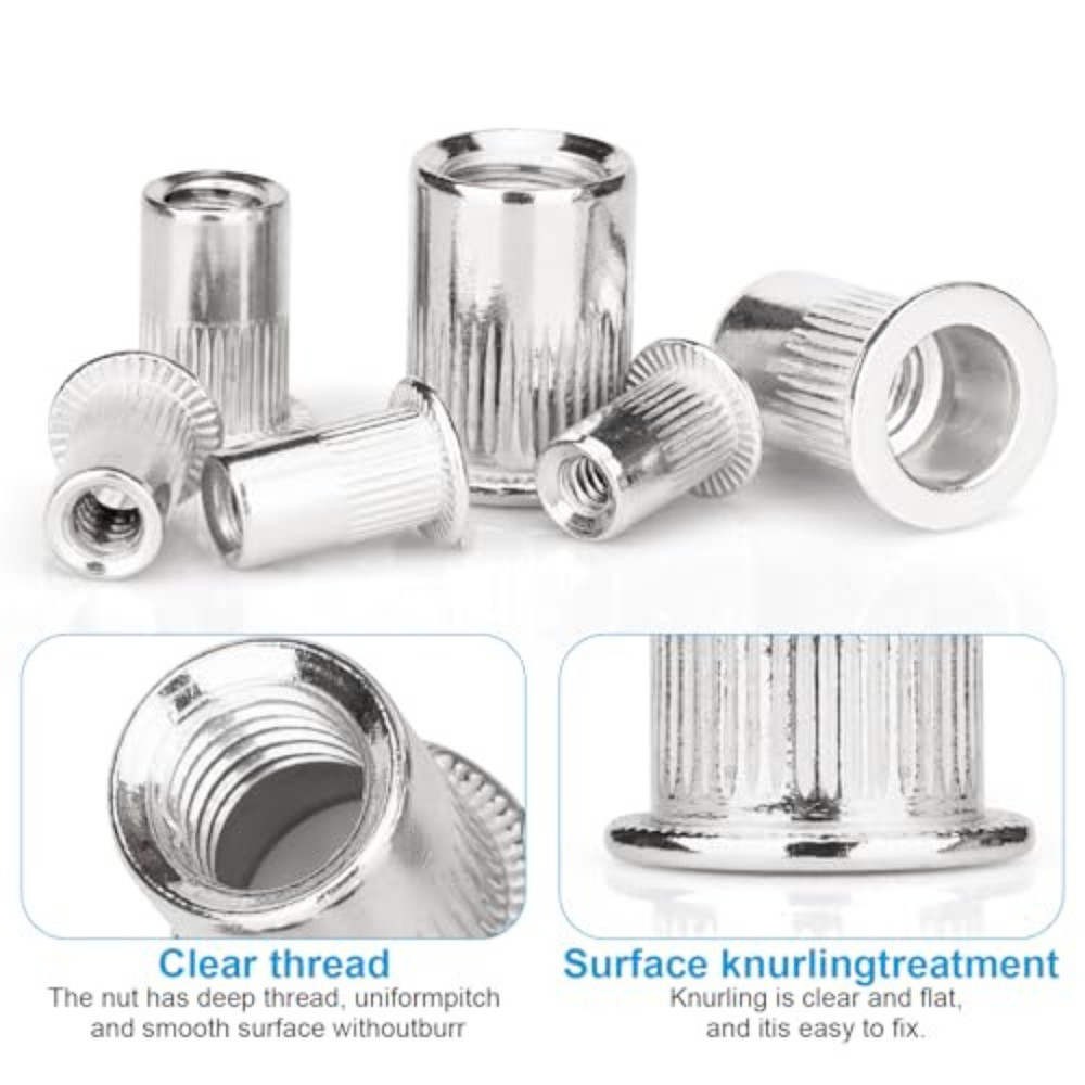 100pcs M5 Rivet Nuts Stainless Steel Rivet Nuts Flat Head Threaded Insert Nutser