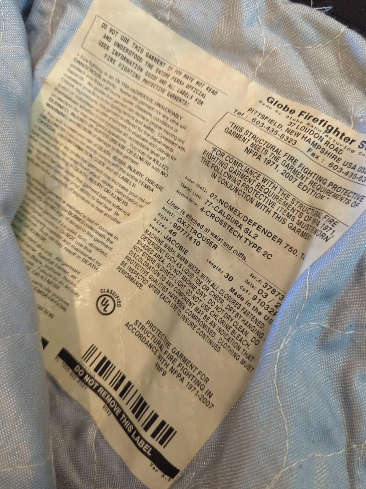 Retired Firefighter Gear Turnout Pants FIRE USED Size 46 X 30 See Pics