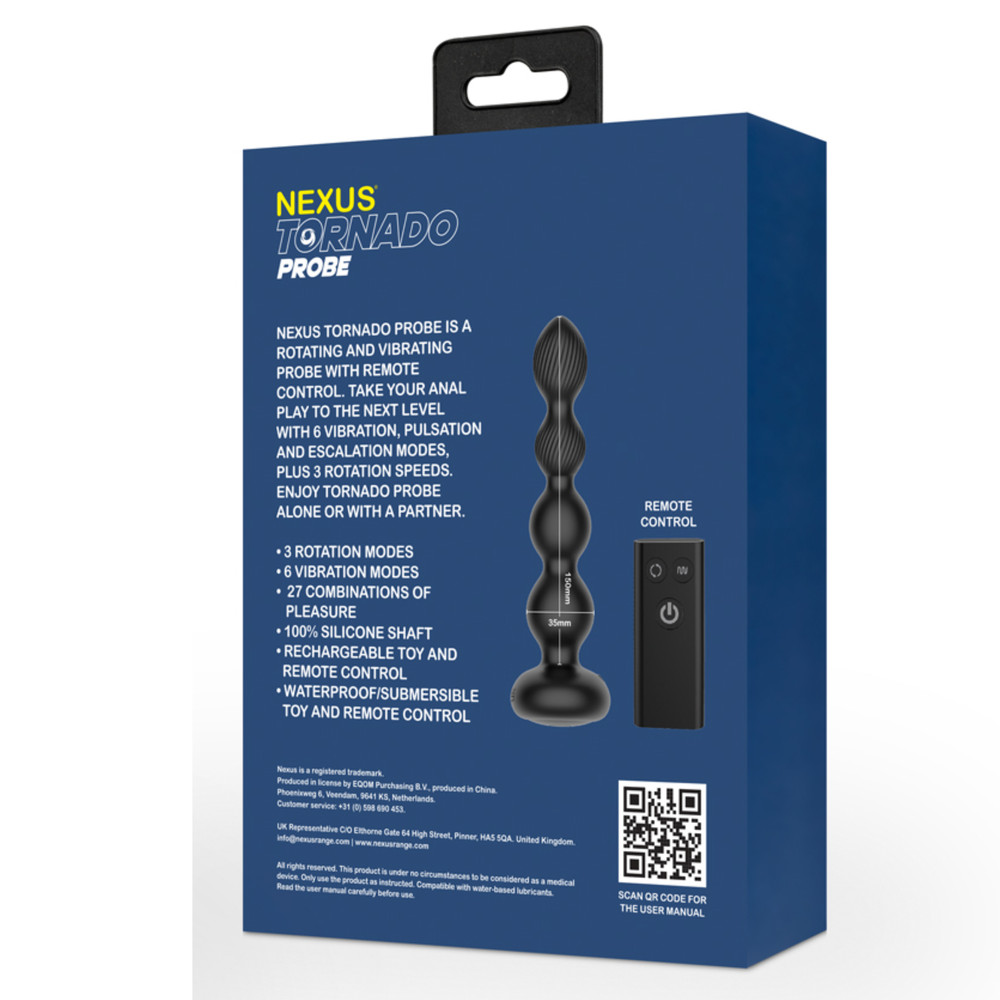 Rechargeable Remote Control Butt Plug with Rotating Beads Multi-Speed Probe Toy