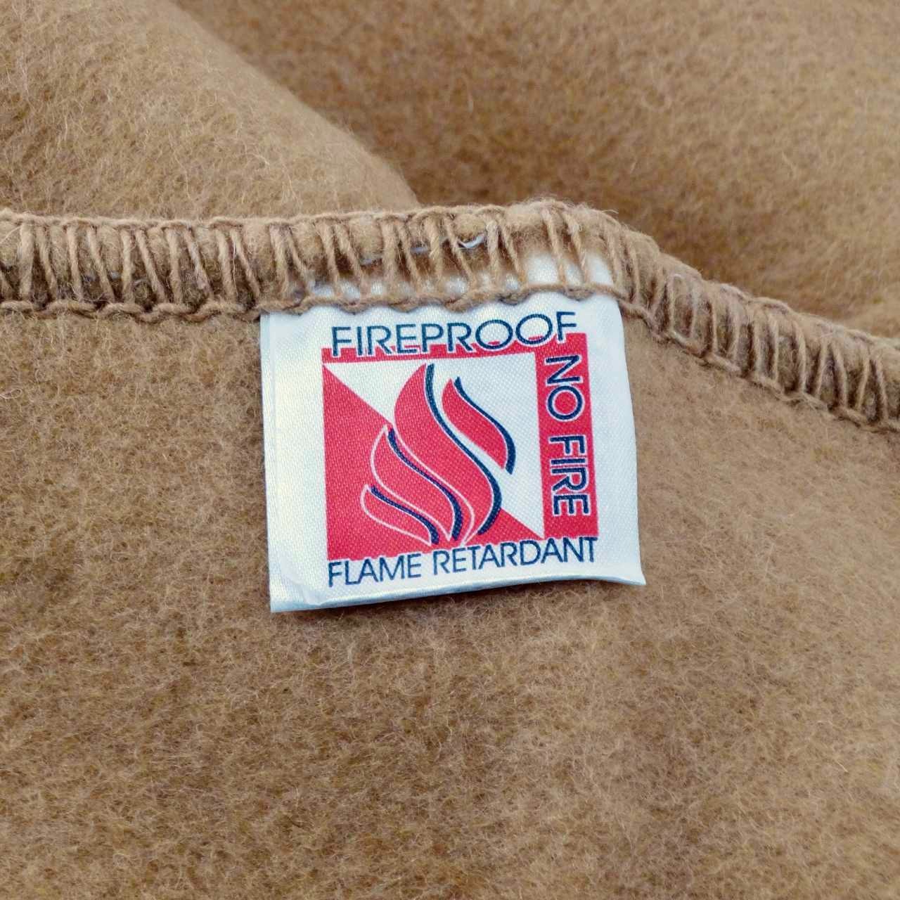 Italian Army Fire-Proof Wool Blanket Tan Emergency Outdoor Survival 60" x 40"