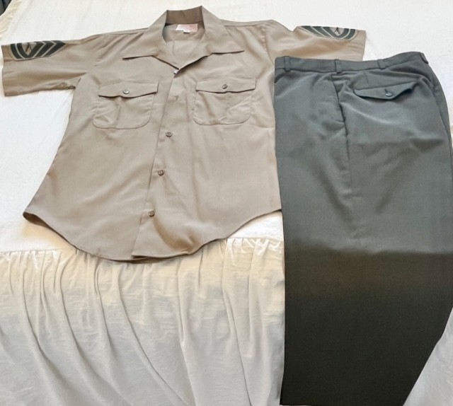 Vintage USMC Service C Uniform Set Sergeant (E-5) Chevrons On Both Sleeves.