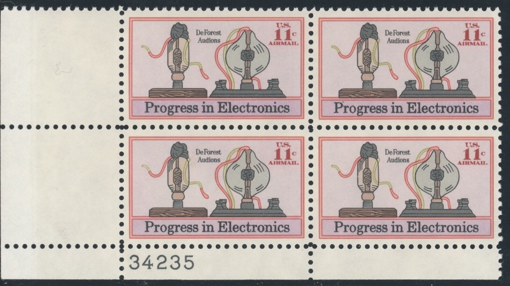 US Airmail Postage -1969  Electronics Progress Issue - SC# C86 Plate Block MNH