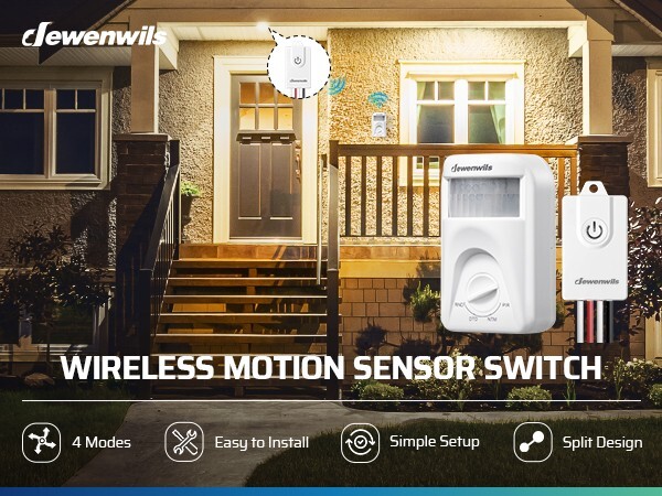 DEWENWILS Wireless Motion Sensor Light Switch,Dusk to Dawn & PIR Motion Sensor