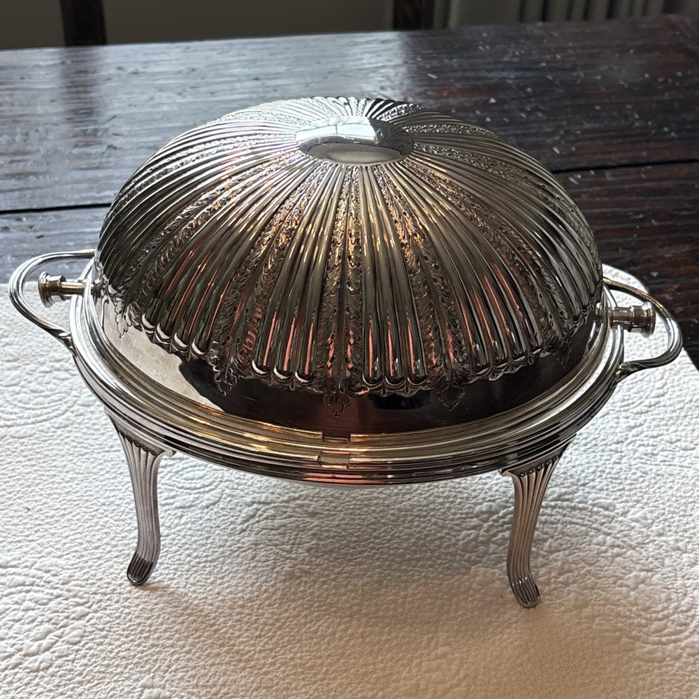 Walker & Hall Sheffield Silverplate Roll Top Buffet Server Dome Dish 11.5”