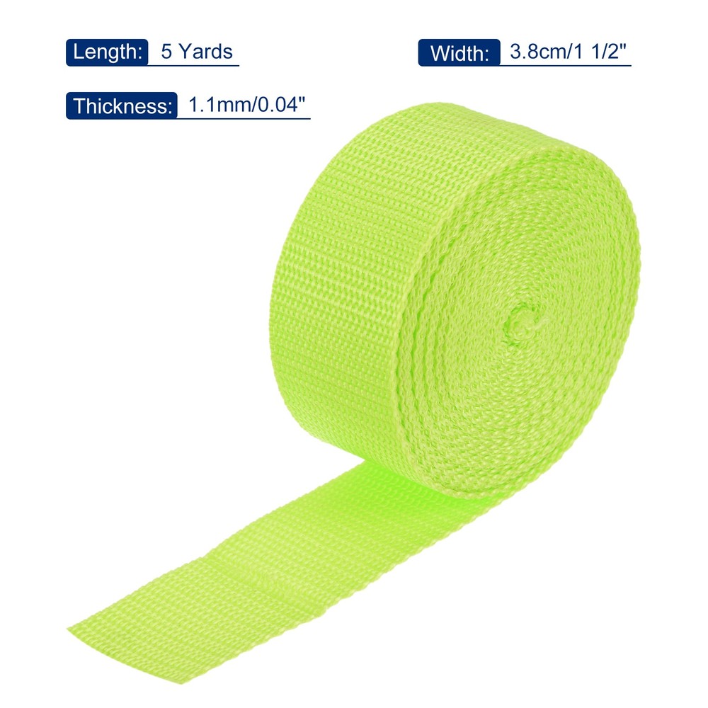 Lightweight Polypropylene Webbing Strap 3.8cm 5 Yard Yellowish Green