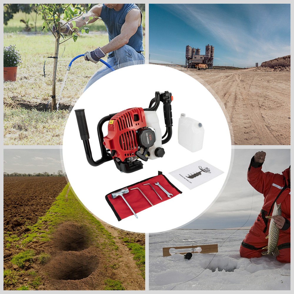 2-Stroke Post Hole Digger Engine, 52CC Gas Powered Earth Auger, NO Drill Bits