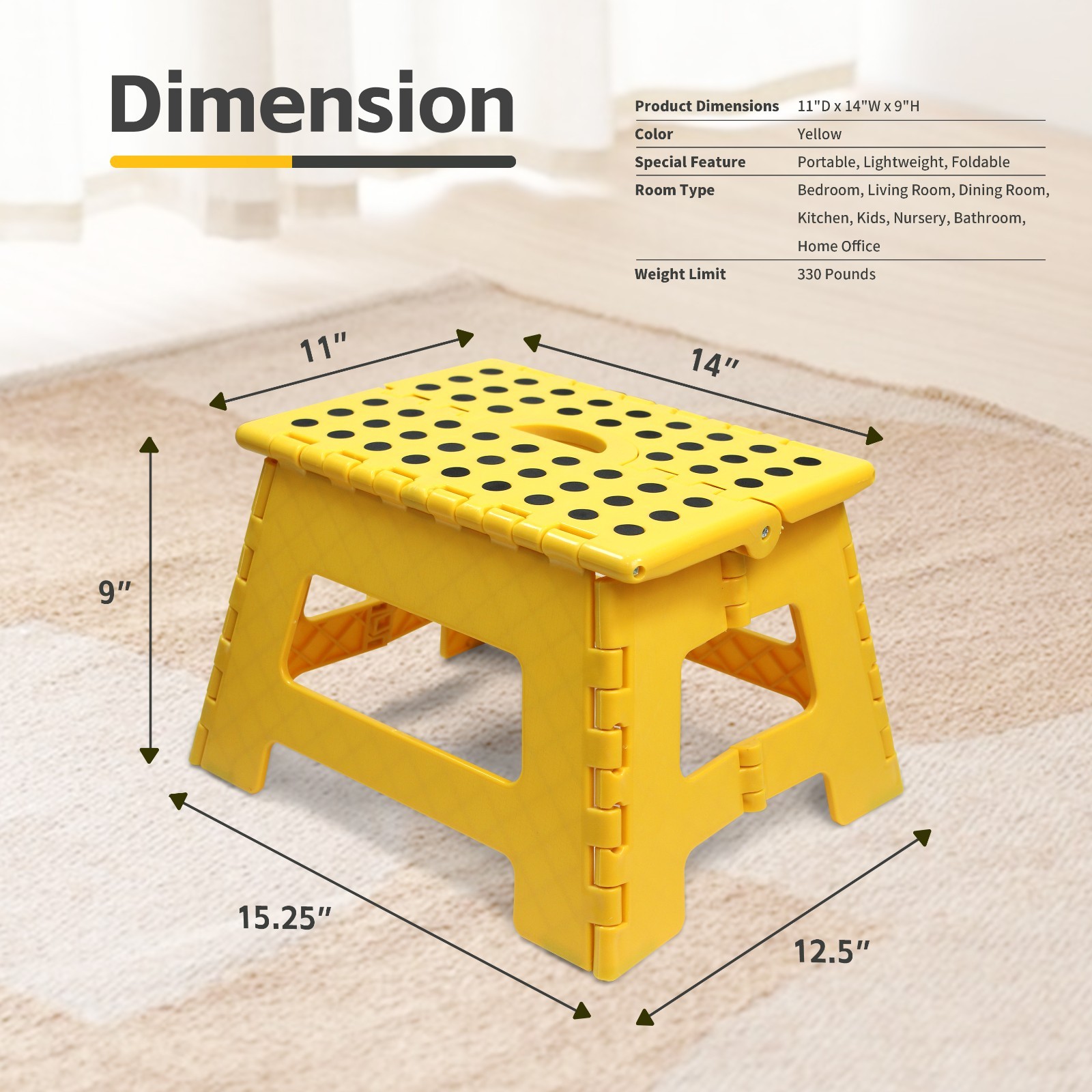 MaxWorks Folding Step Stool - 9" Height 330 lb Capacity - Compact Portable 50969