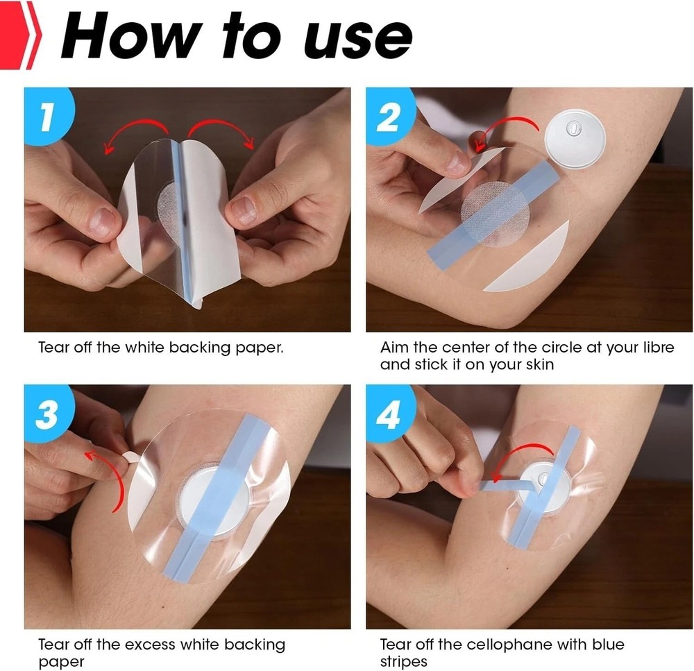 60 Pack Freestyle Sensor Covers for Libre 3, Waterproof Adhesive Patches