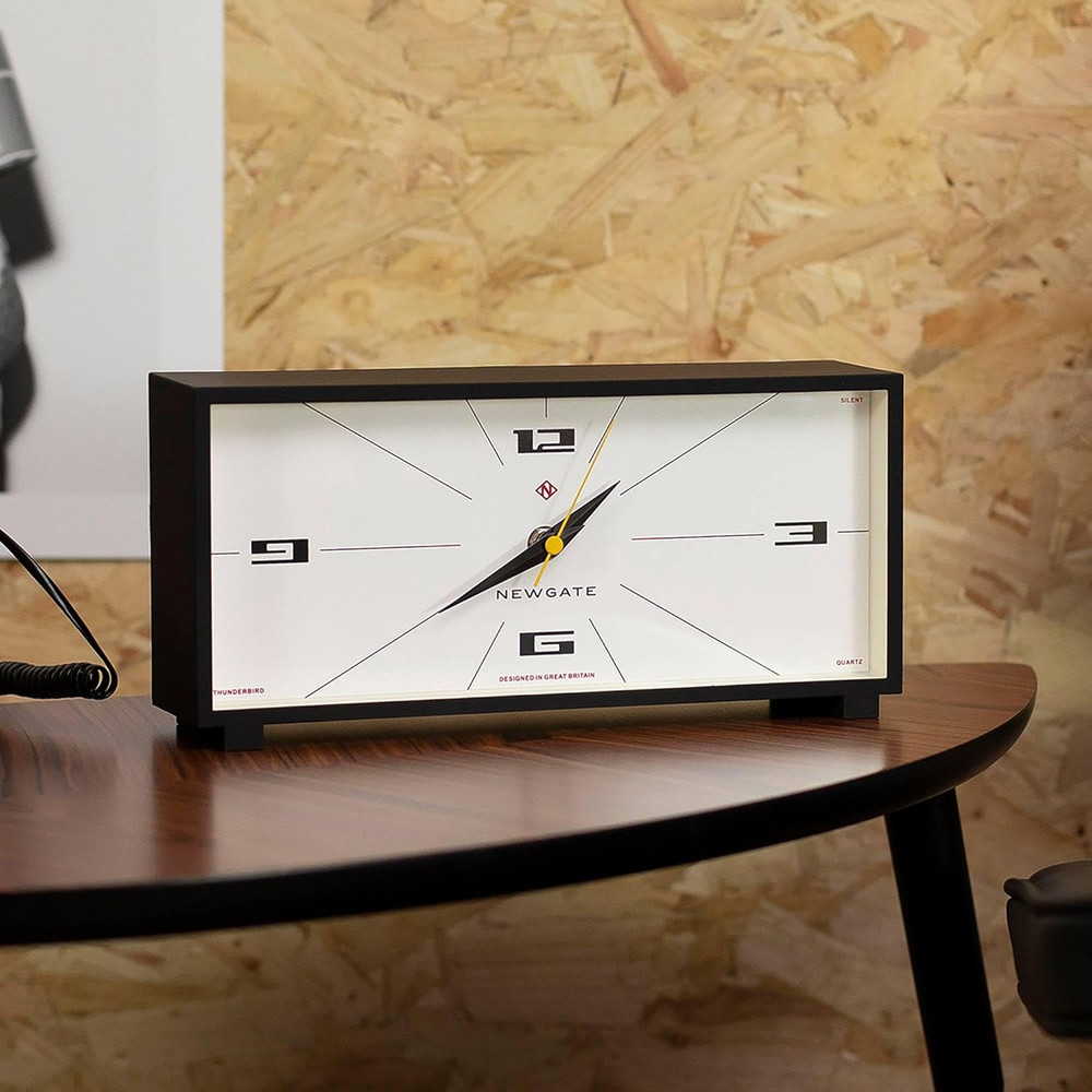 ® Thunderbird Desk Clock | Retro Contemporary Rectangular Design | Black | Moder