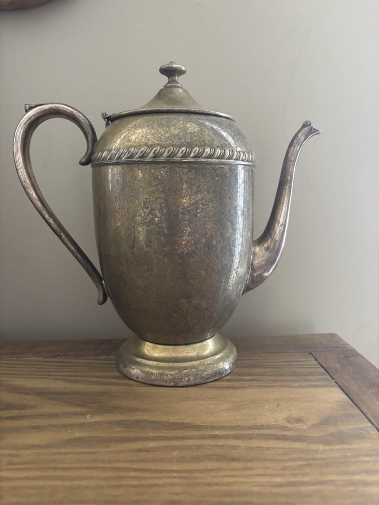 Vintage Silver Plate On Copper Pitcher W/Lid