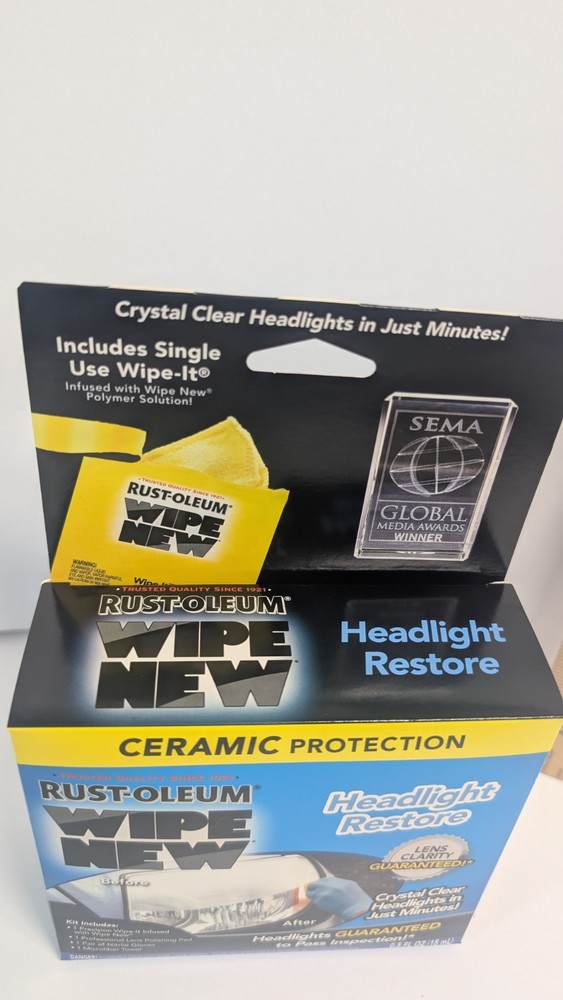 Rust-Oleum Wipe New Headlight Restore Kit, Restoration .5 FL OZ Polymer Solution