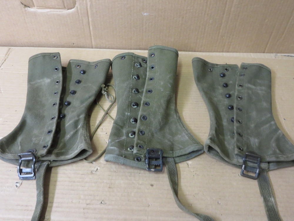 WW II LEGGINGS GAITER CANVAS 3 piece GROUP VINTAGE gregory & read co. # 72L61920