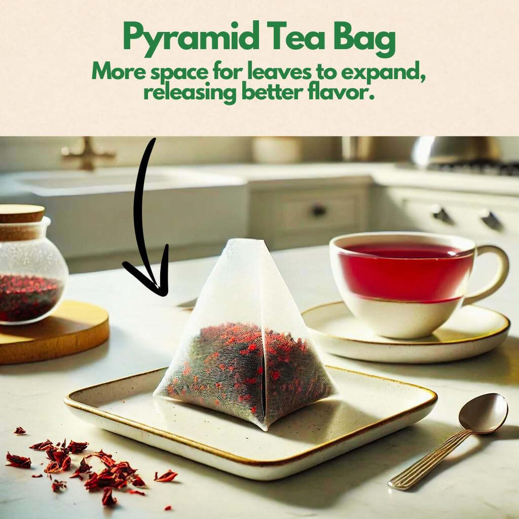 Organic Hibiscus Tea Bags - 100 Count (Plant-Based Pyramid Tea Bags)