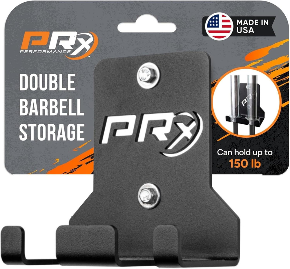 Wall-Mounted Barbell Storage Rack - Space-Saving 2-Bar Holder for Home & Commerc