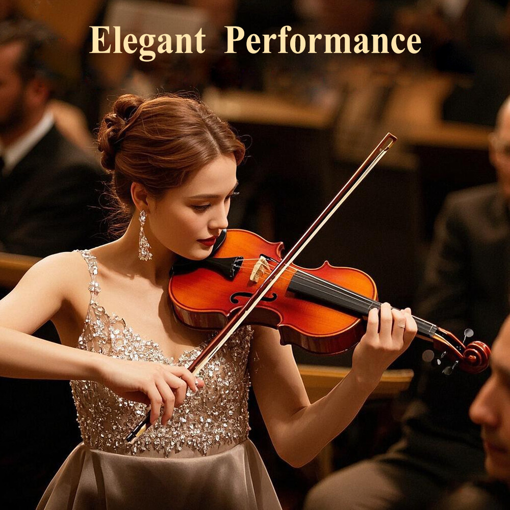 4/4 Size Violin Solid Wood Handmade with Bow,Case and Accessories for Students