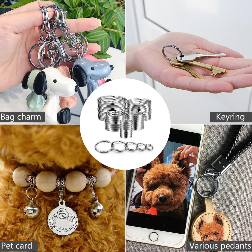 Split Key Ring Circle Assorted Round Durable 5 Sizes Alloy Steel