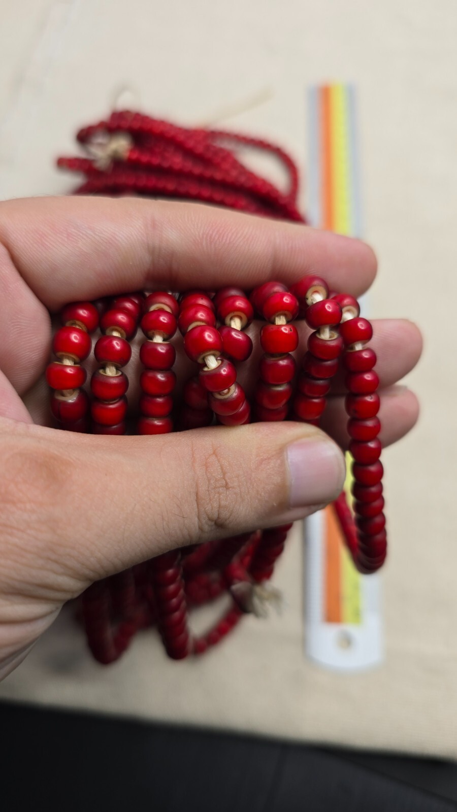 7-8mm Antique Venetian White Heart Trade Beads Long Strand