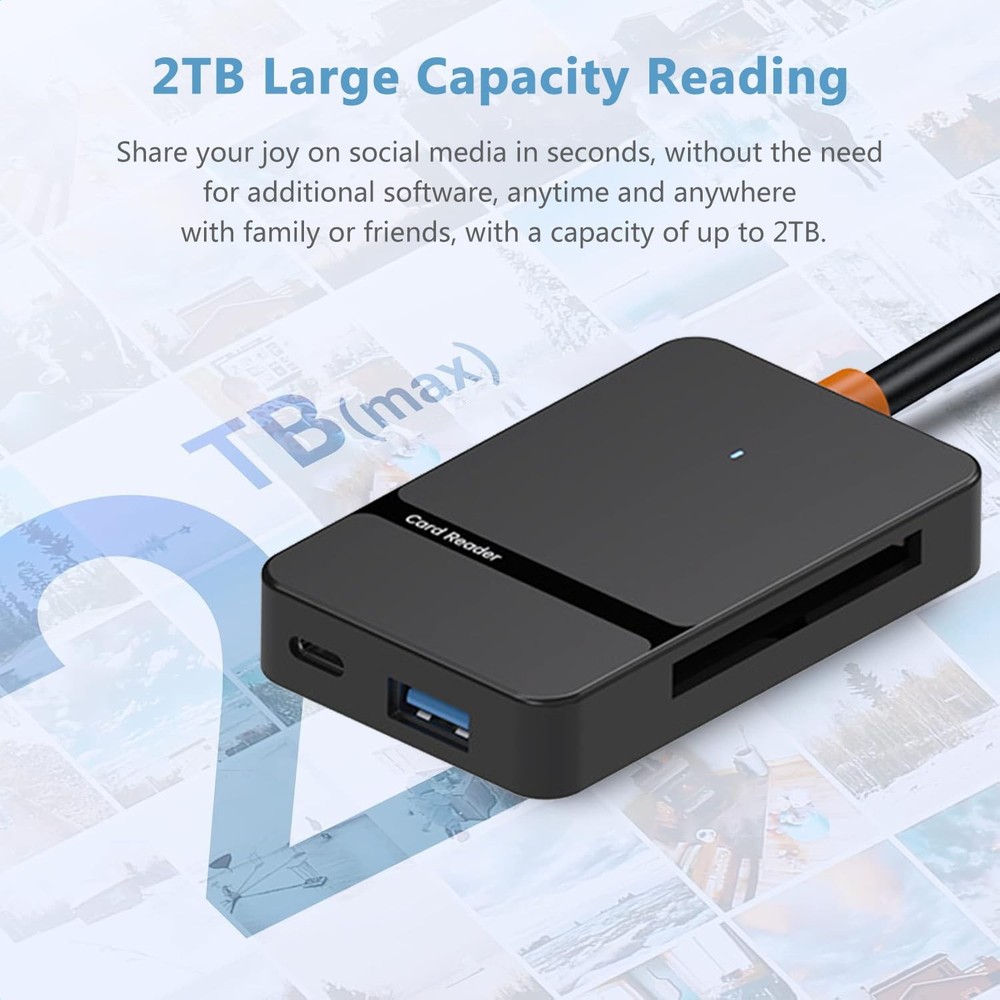USB C 3.0 Dual Interface Multi Card Reader, OTG Adapter, with 4 Black