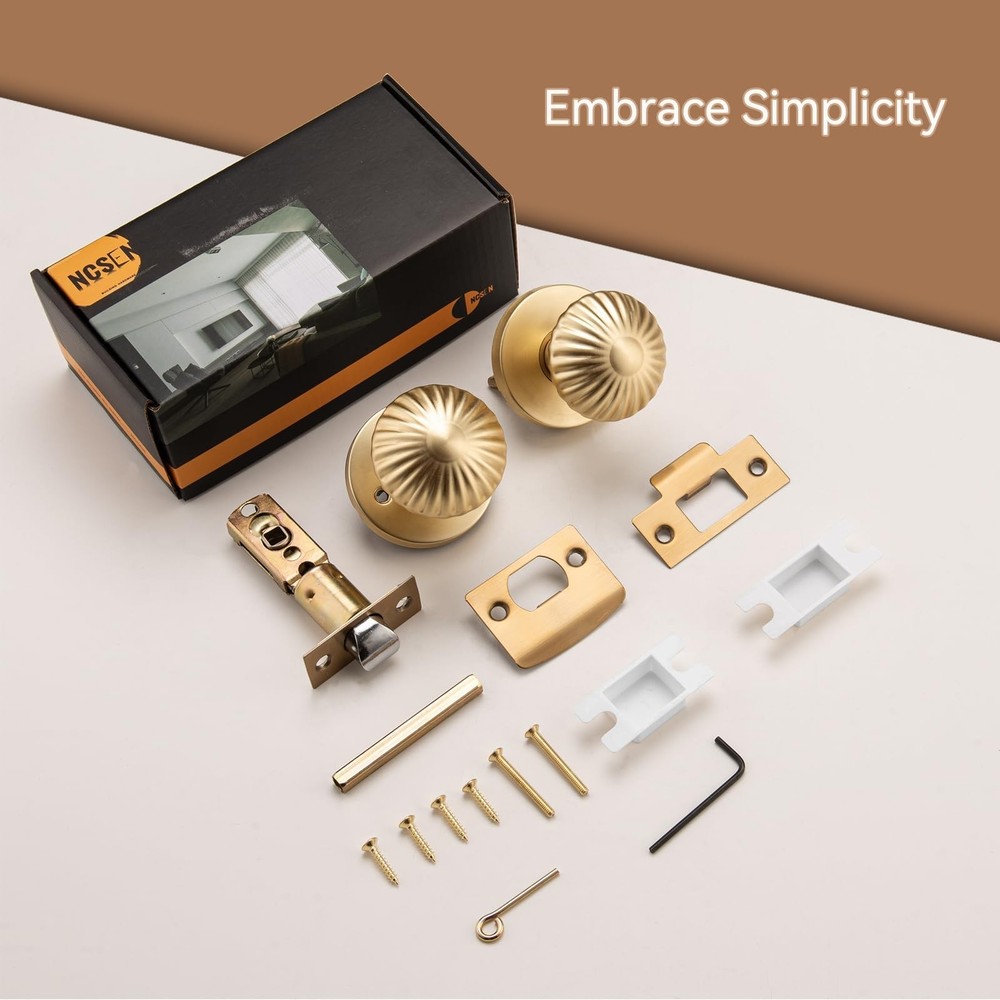 Gold Interior Door Knobs, Heavy Duty Door Knob with Lock, Seashell knob Door ...