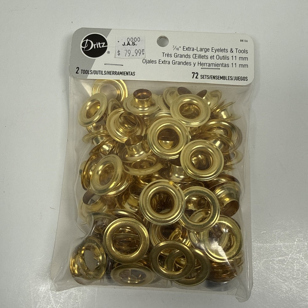 7∕16" Extra Tools, 72 Sets Eyelets, X-Large 7/16", Gold Count
