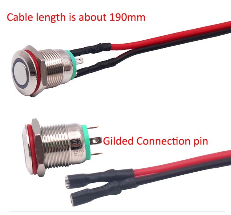 12mm Metal Waterproof LED Illuminated Switch Momentary Push MINI Button Switch