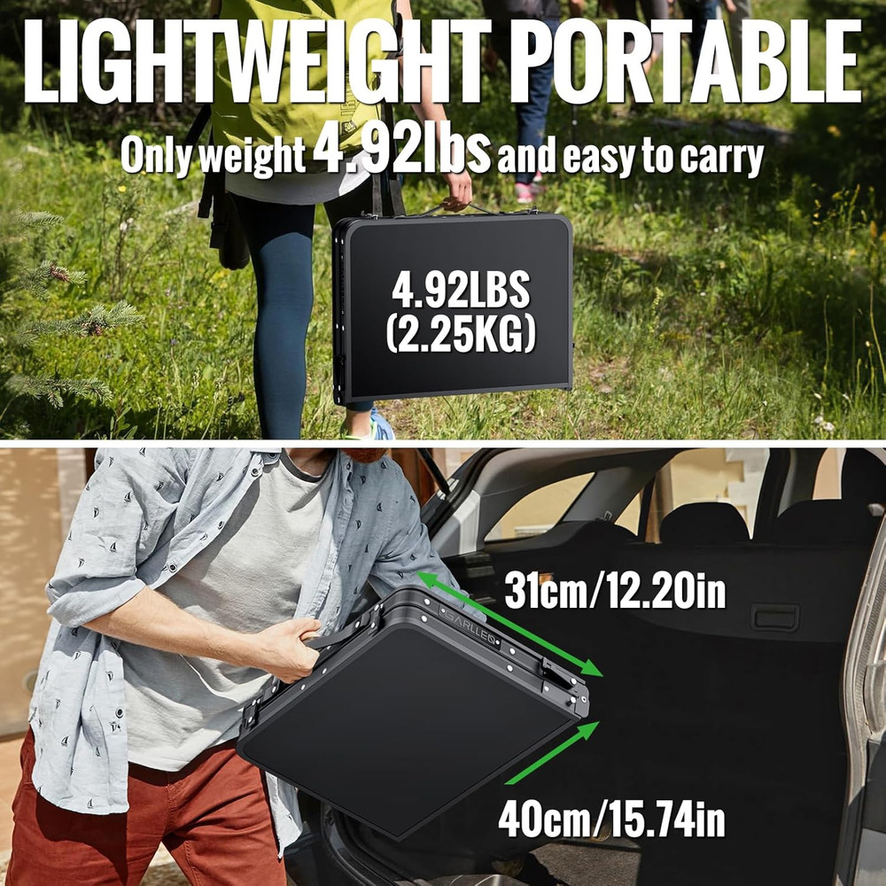 2Ft Folding Camping Table, 3 Adjustable Height Lightweight Picnic Table, Portabl