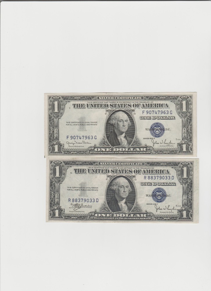 2 Lightly Circulated 1935 C&D Silver Certificates