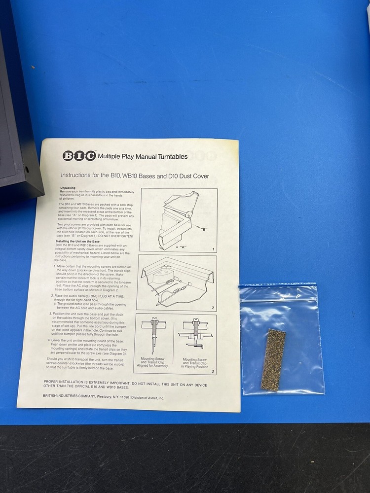 NOS! Open Box BIC B10 Official Turntable Base READ DESCRIPTION