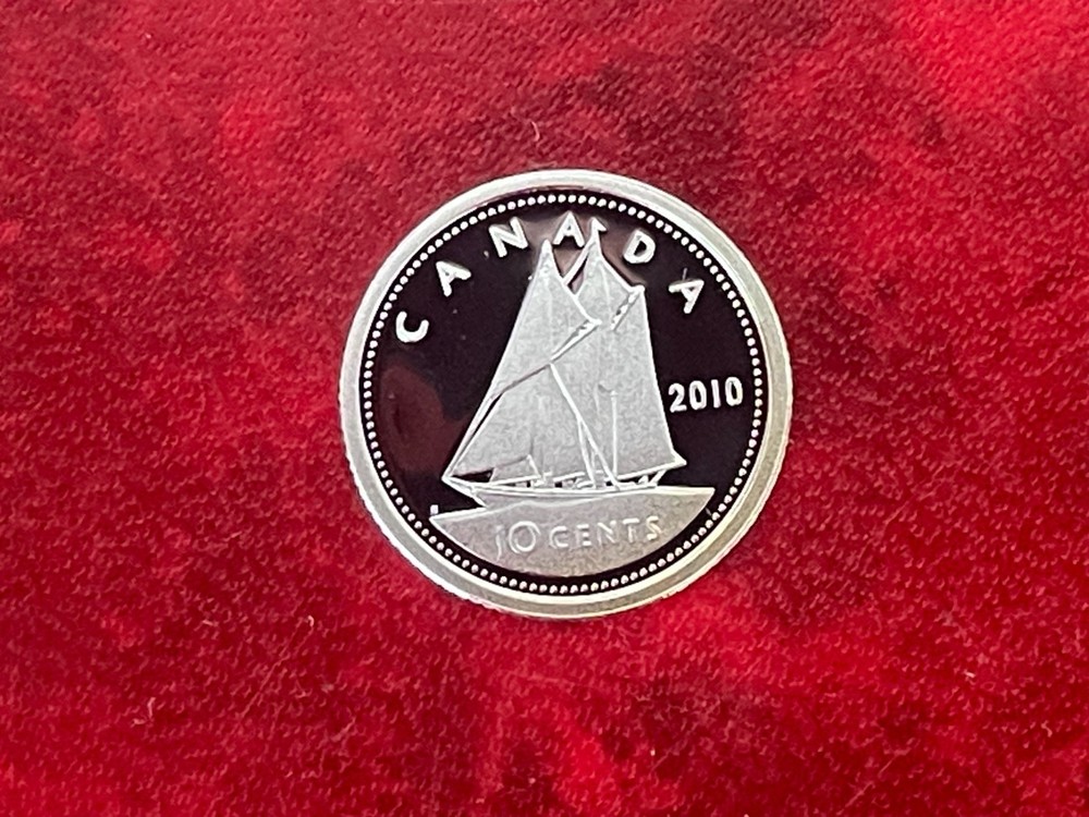 CANADA 2010 PROOF SILVER 10 CENTS-YELLOW TONED-UNCIRCULATED