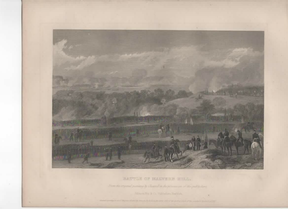 Battle of Malvern Hill by Alonzo Chappel vintage print 1865 Civil War