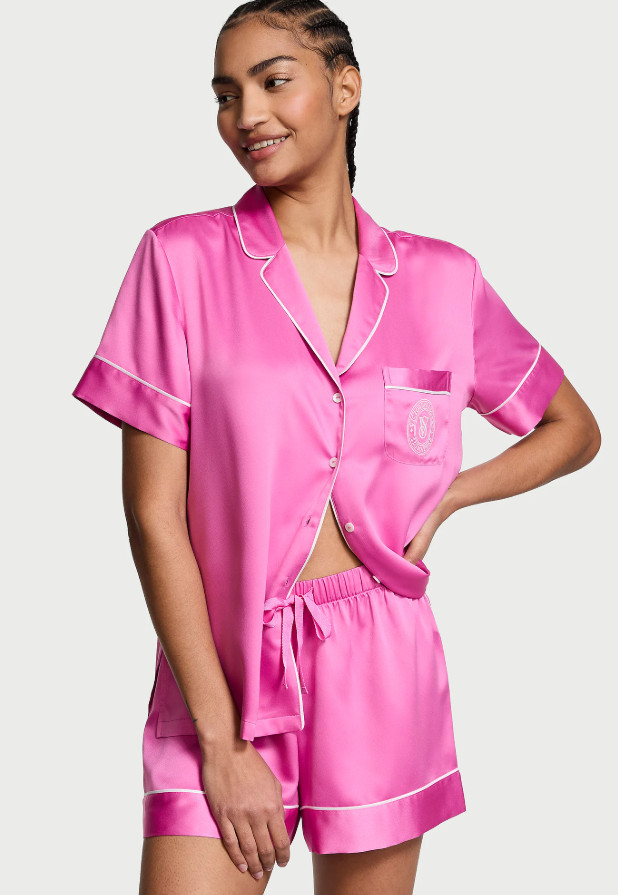 Victoria's Secret Glazed Satin Ombré Short Sleeve Pajama Set