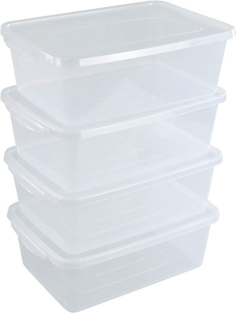 14 Quart Clear Storage Bin Plastic Latching Box/Container W/ Lid Shoe Boxes Set