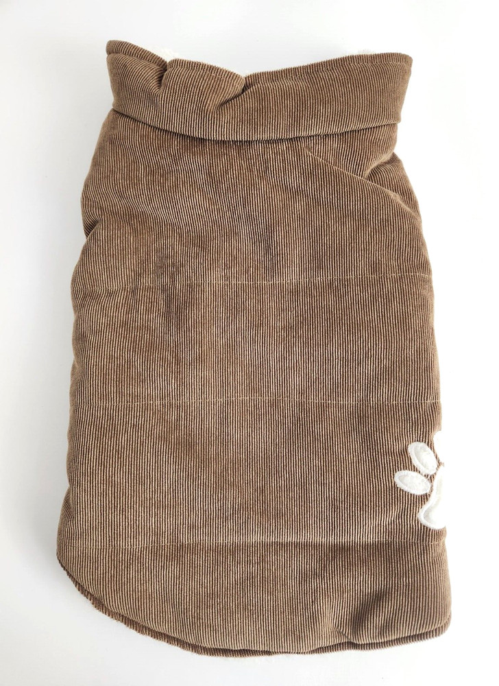 Unbranded Brown Corduroy Warm Dog Jacket Size Medium