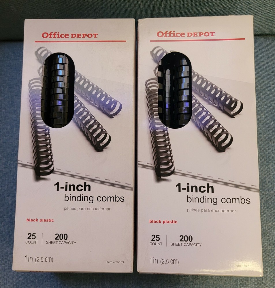 50 Count Office Depot 1" Binding Combs, 200 Sheet Capacity, Black