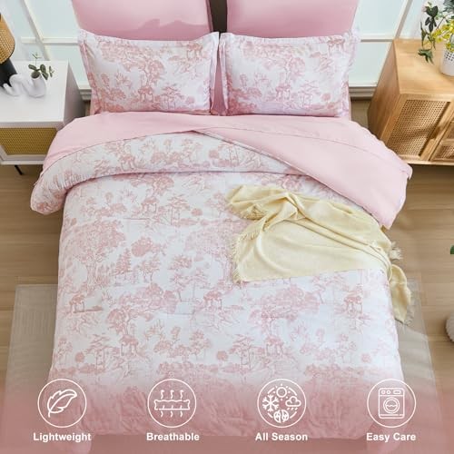 Size Comforter Sets Botanical Comforters with Sheets 7 Pieces Bed Queen Pink