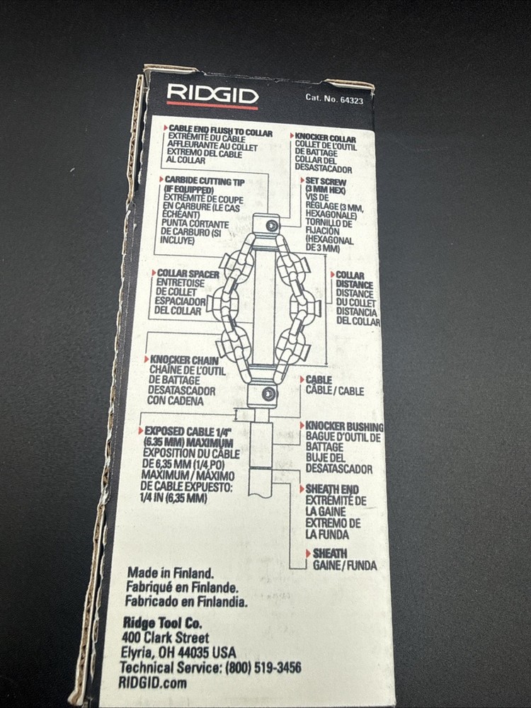 RIDGID 64323 FlexShaft Knocker, 5/16" Cable, 2" Pipe, 2 Chain