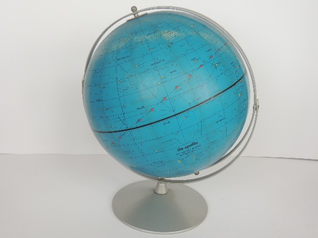 NICE 12" Apollo Celestial Globe 1971 Replogle Rotating Stars Constellations Blue
