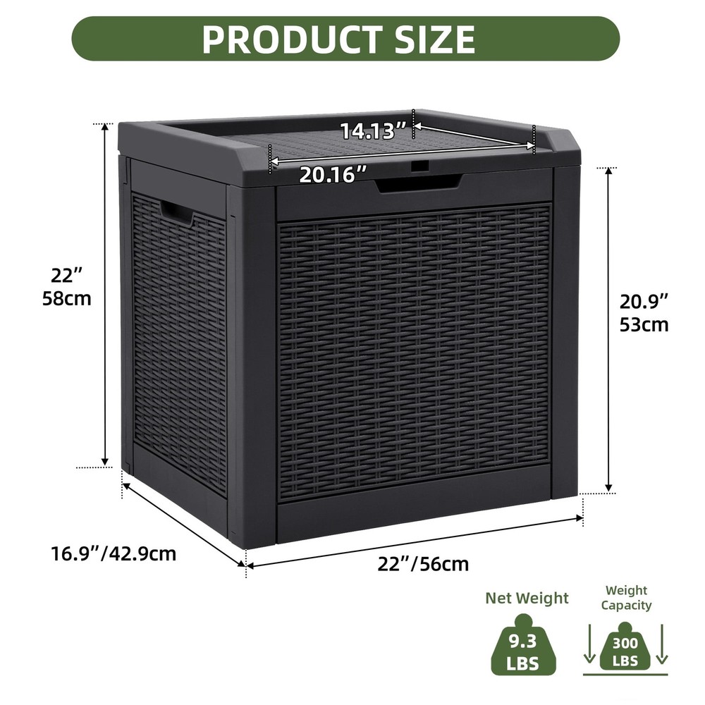 Outdoor Lockable 32 Gal Resin Deck Box, Storage Box with Lockable