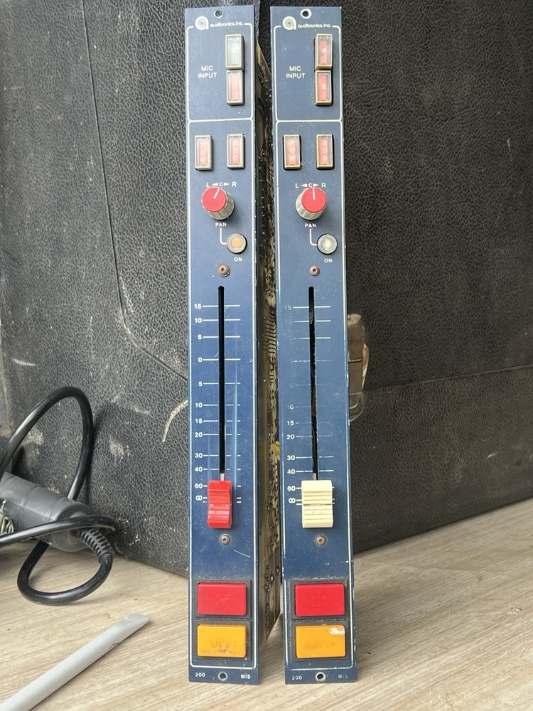 pair vintage Auditronics blueface 200-MIS mic preamps console strips modules