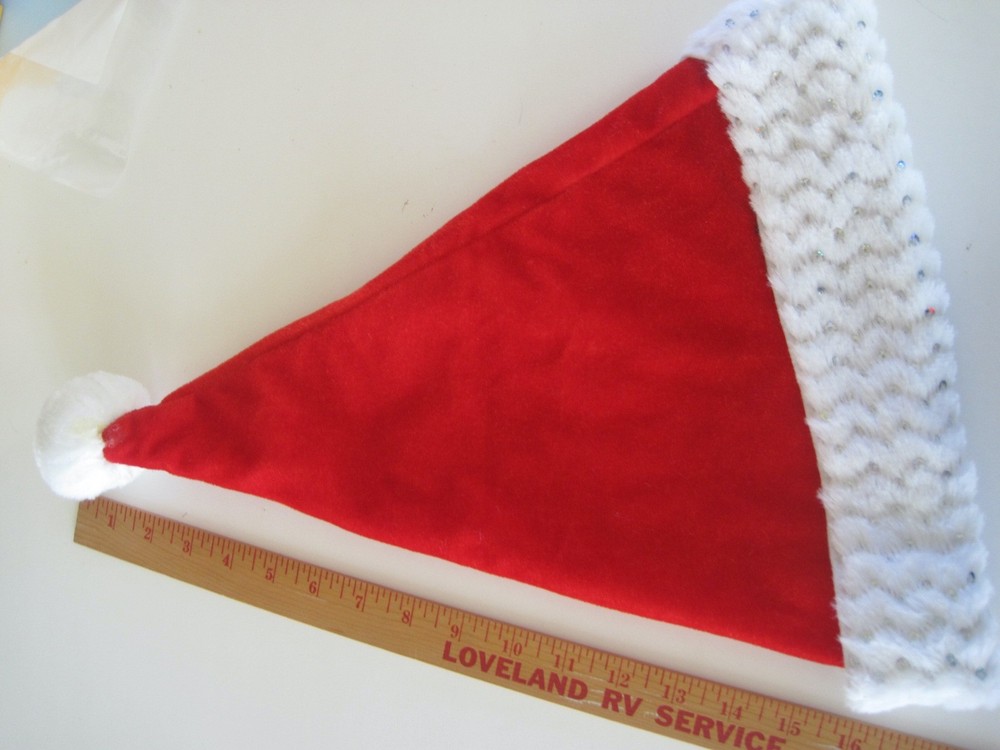 Sequin In Fur Santa Hat 17"
