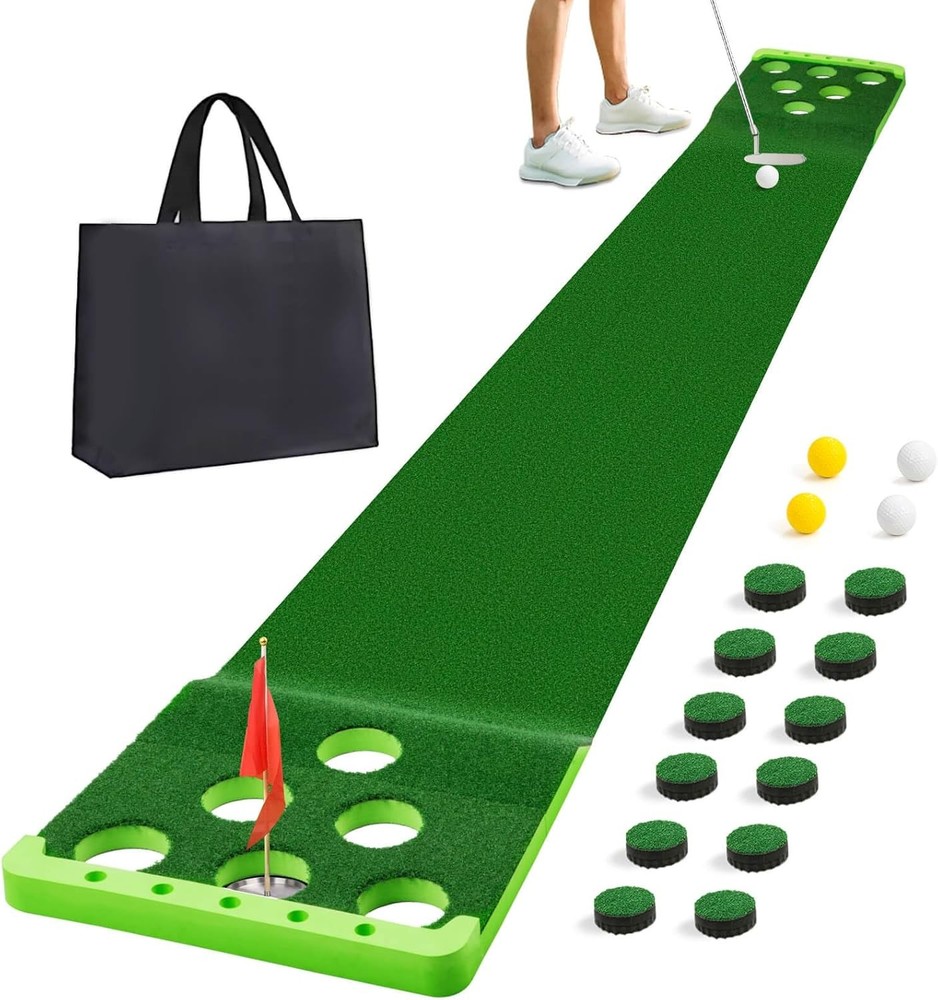 Golf Putting Practice Mat Indoor Outdoor Game Set