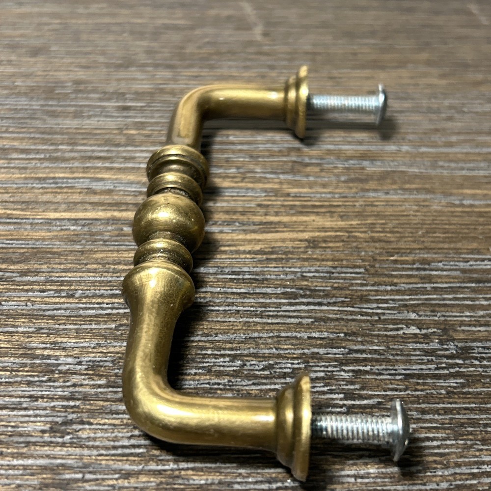 French Heritage Solid Brass Drawer Pull/Cabinet Handle 3 1/2” Projection 1 1/4”