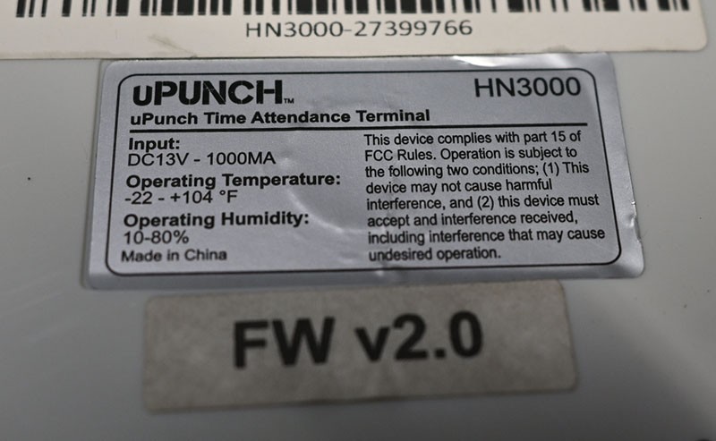 HN3000 uPunch Time Clock