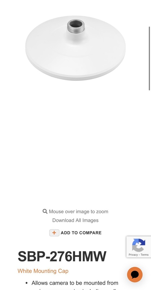 🛠️ Hanwha Techwin SBP‑276HMW White Hanging Mount Cap