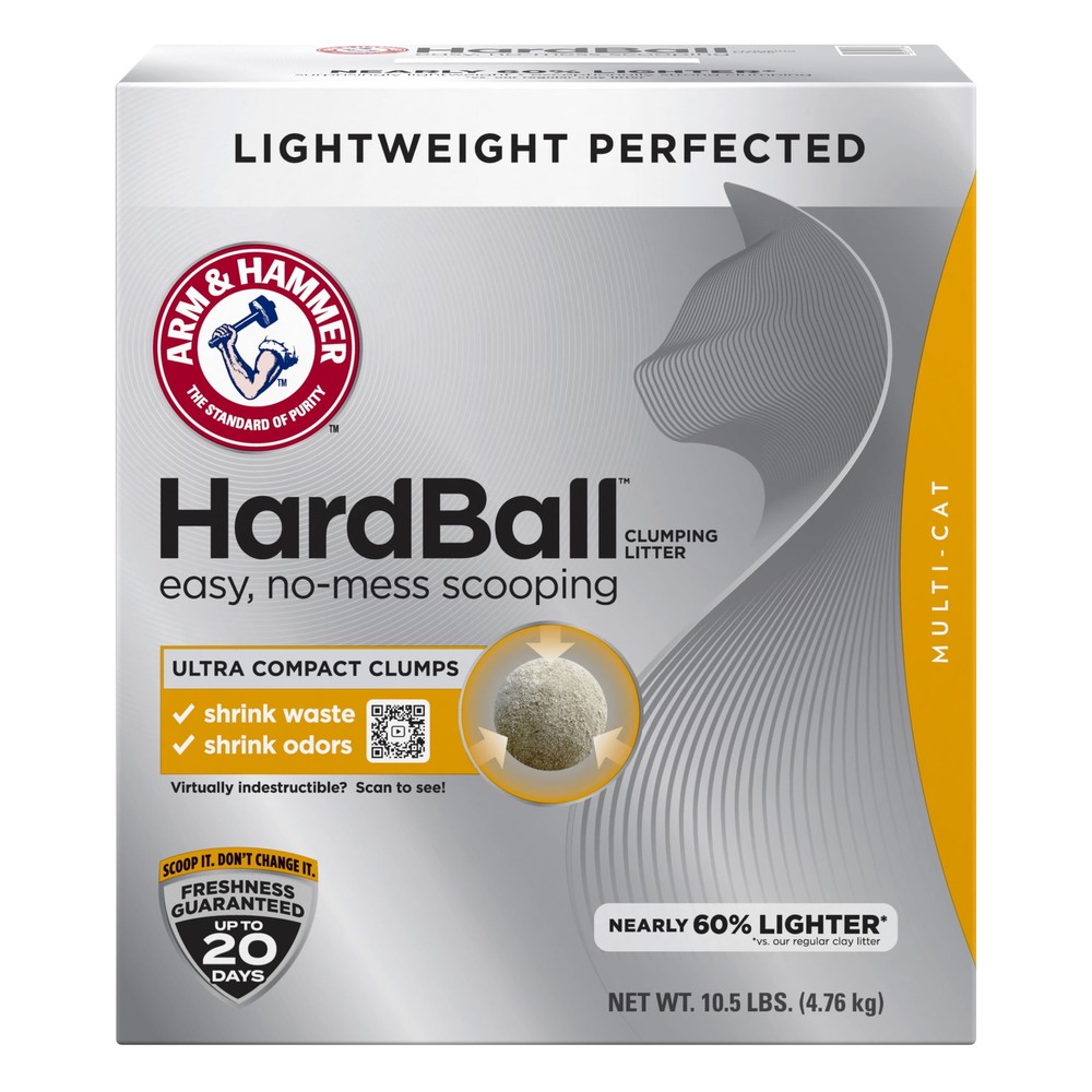 HardBall Lightweight Cat Litter, Multi-Cat No-Mess Scoopable Clumping Litter,