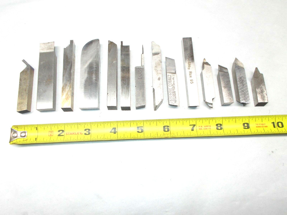 Lathe Tool Bits (14) Various Geometry High Speed Steel 3/8" Machinists Tool Bits