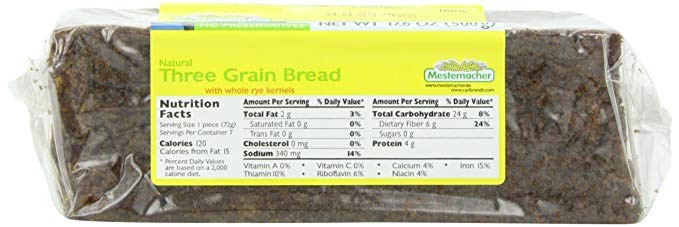 Mestemacher Bread Three Grain, 17.6-Oz
