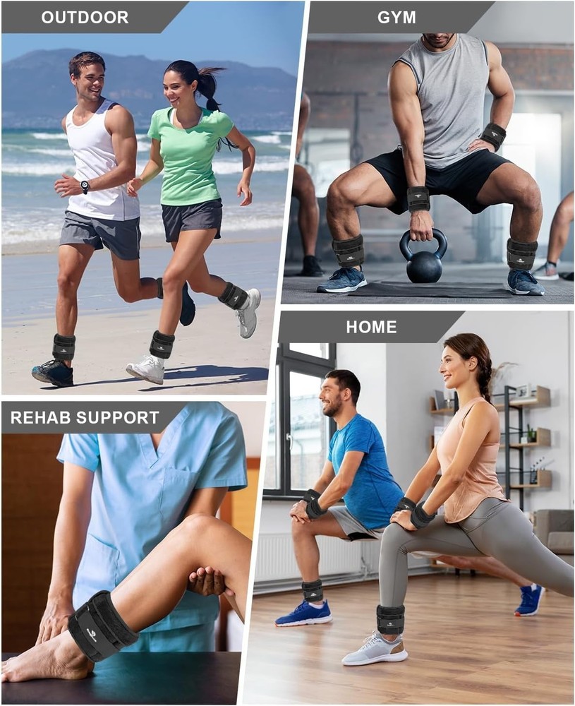 Adjustable Ankle Weights 12 LBS Pair - Customizable Resistance for Any Workout