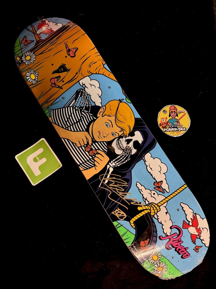 SUPER RARE SIGNED Carlos Ribeiro Primitive Skateboard Deck Reaper AUTOGRAPHED