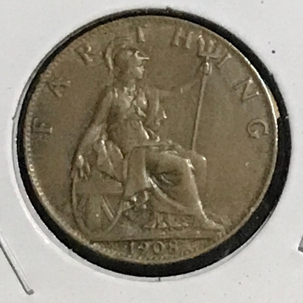 Great Britain Farthing KM 792 XF/AU 1908